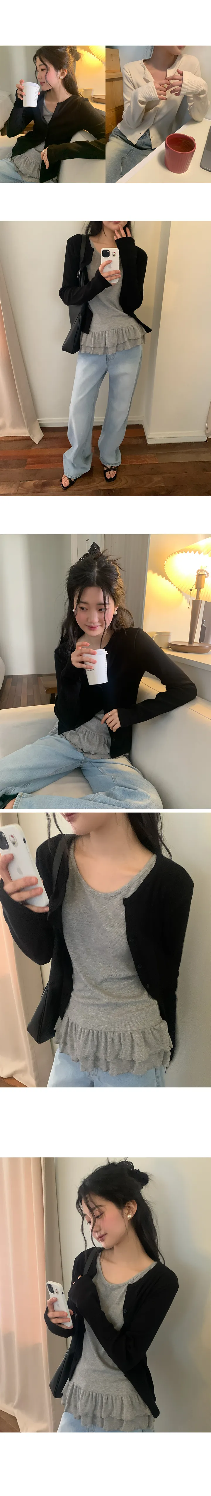 [인기폭주❤] 타우미 스판 찰랑 골지 가디건 티셔츠 상세 이미지 3