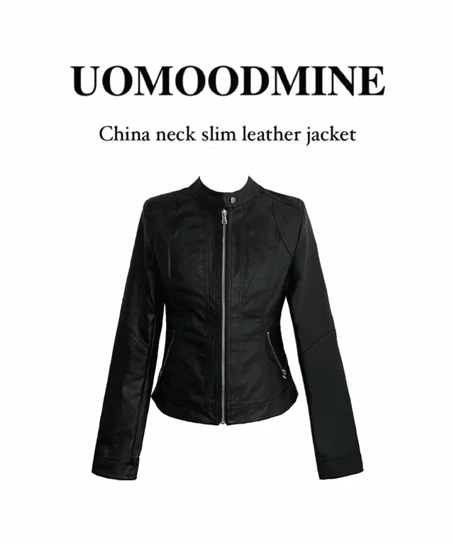 (3size) china neck rider leather jacket / 유니크 슬림핏 차이나넥 노카라 라이더 레더 레자 가죽 자켓 재킷 라이더자켓 레더자켓 가죽자켓