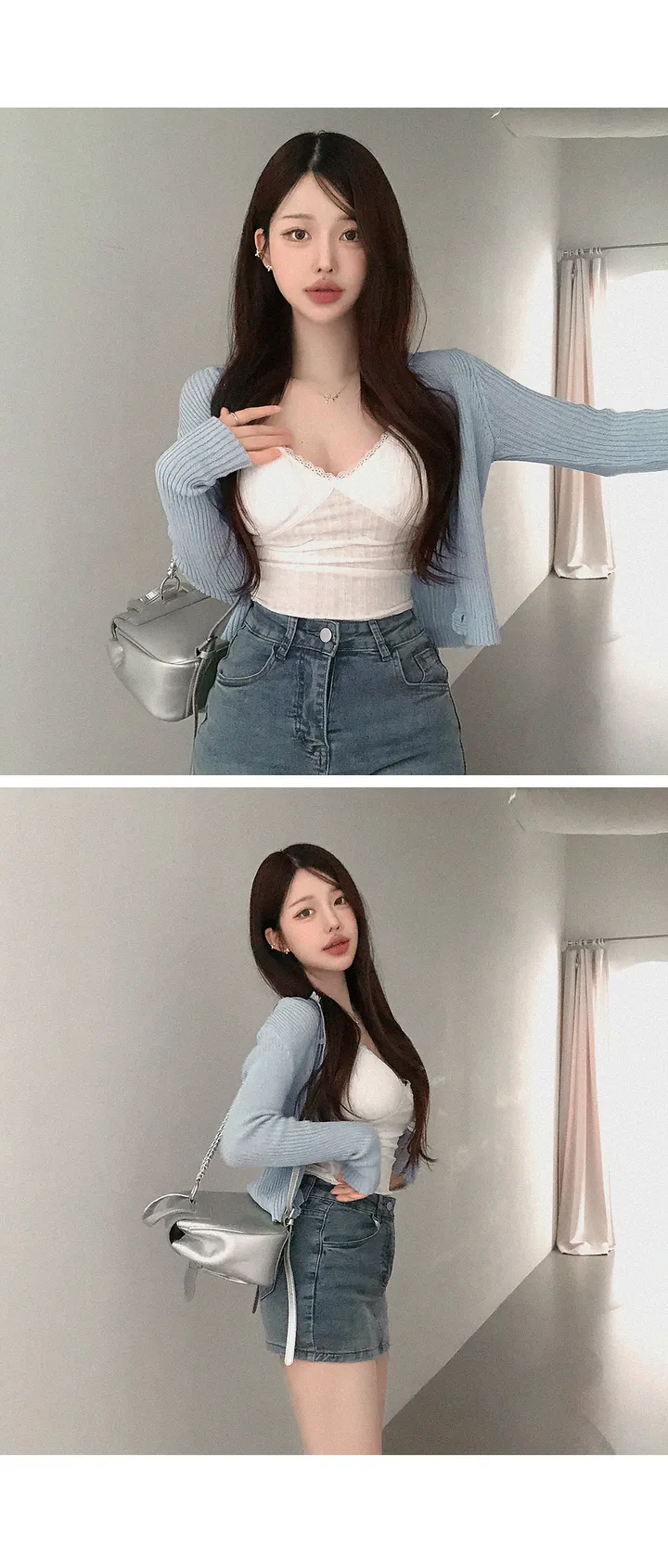 [단독진행🤍/완전착붙핏!!] 니버 하이웨스트 치마바지 바지안감 데님 미니 스커트 인생핏 초미니 봄데님 봄여름스커트 봄여름치마 봄옷 봄신상 상세 이미지 5