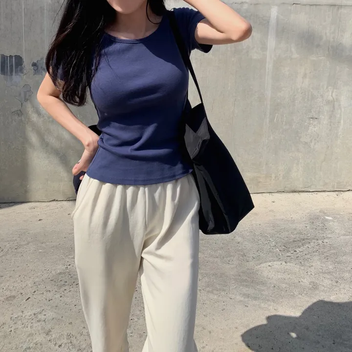 [사이즈선택❤️‍🔥/누적3만장돌파] 슬림핏 크림 반팔 티셔츠 (4 color, 2 size) 상세 이미지 20