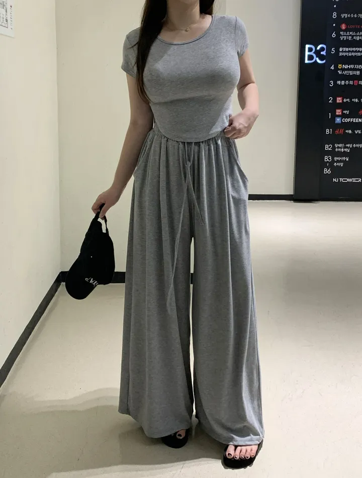 후리 훌 핀턱 와이드 트레이닝 팬츠 상세 이미지 34