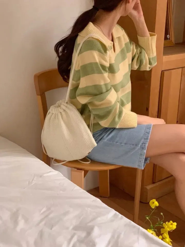[당일출고/마지막수량] 봄신상 파스텔 빈티지 코지 스트링 니트 백팩 짐색 가방 숄더백 (4color) 상세 이미지 9