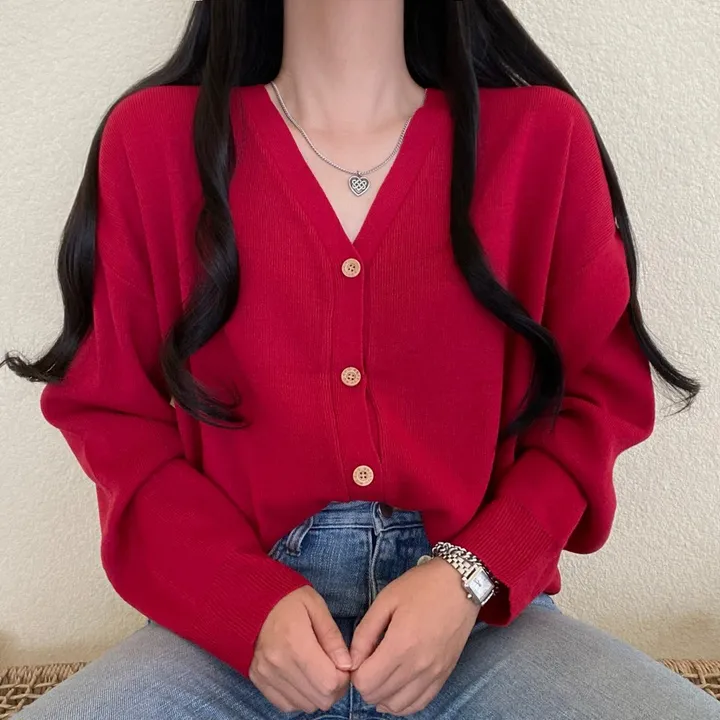[12컬러/루즈핏] 복숭아 브이넥 단추 긴팔 가디건 상세 이미지 31