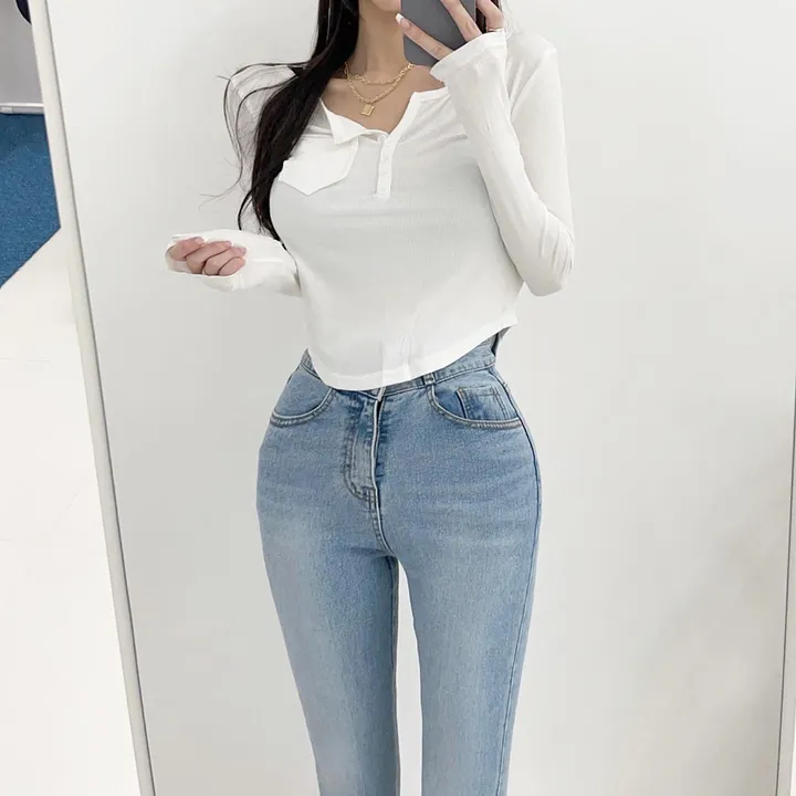 *홀리단독*만장돌파![몸매보정/핏깡패] 밑단라운드 슬림 골지 브이티 골지티 슬림티 상세 이미지 14