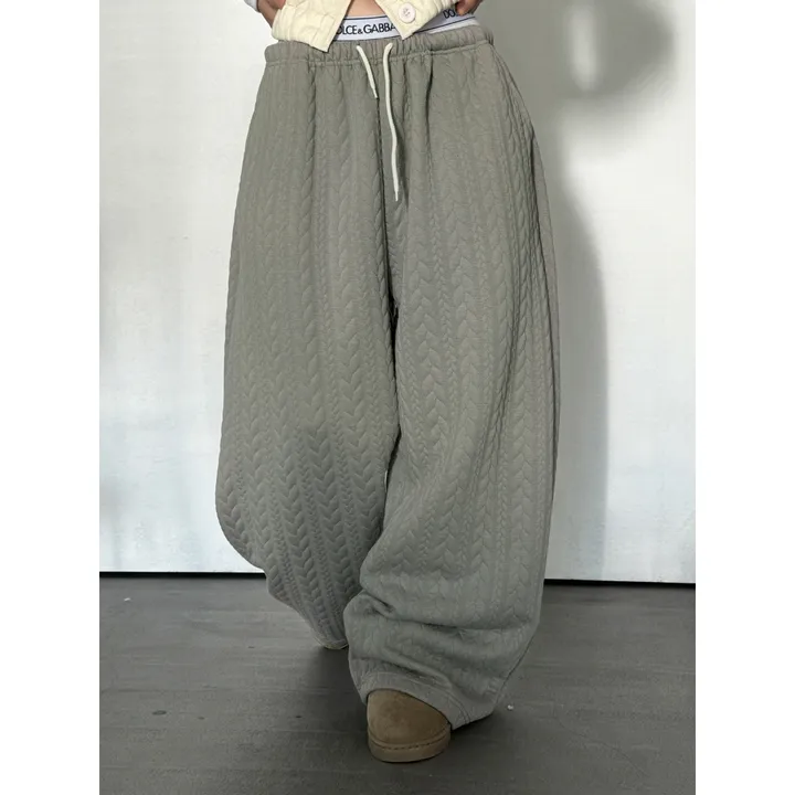 누빔🌡️[UNISEX/소장추천!]퀼트 블랭킷 웜업 케이블 포인트 윈터 루즈 와이드 트레이닝 팬츠(4color/5-7일 여유주문) 상세 이미지 62
