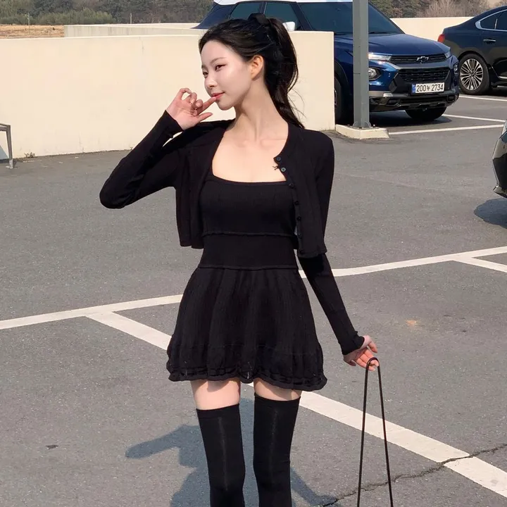 [여리무드🌹] 미닛 가디건 나시 원피스 세트 / 나시원피스 캉캉원피스 플레어 플리츠 미니원피스 니트 여름원피스 골지원피스 얇은 봄가디건 봄원피스 크롭가디건 골지가디건 볼레로 상세 이미지 38