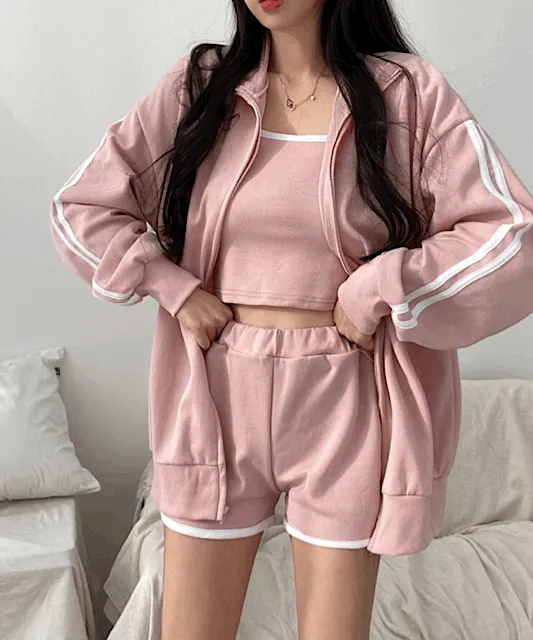 [제대로꾸안꾸!] 집업 + 나시 + 숏팬츠 4color