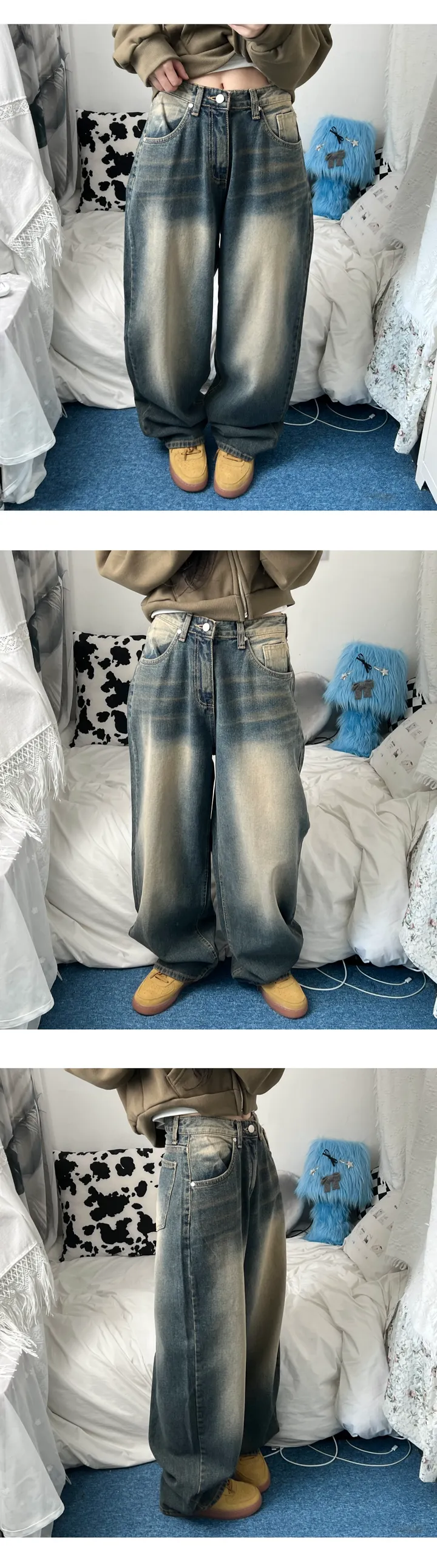 clay washing denim wide pants 상세 이미지 14