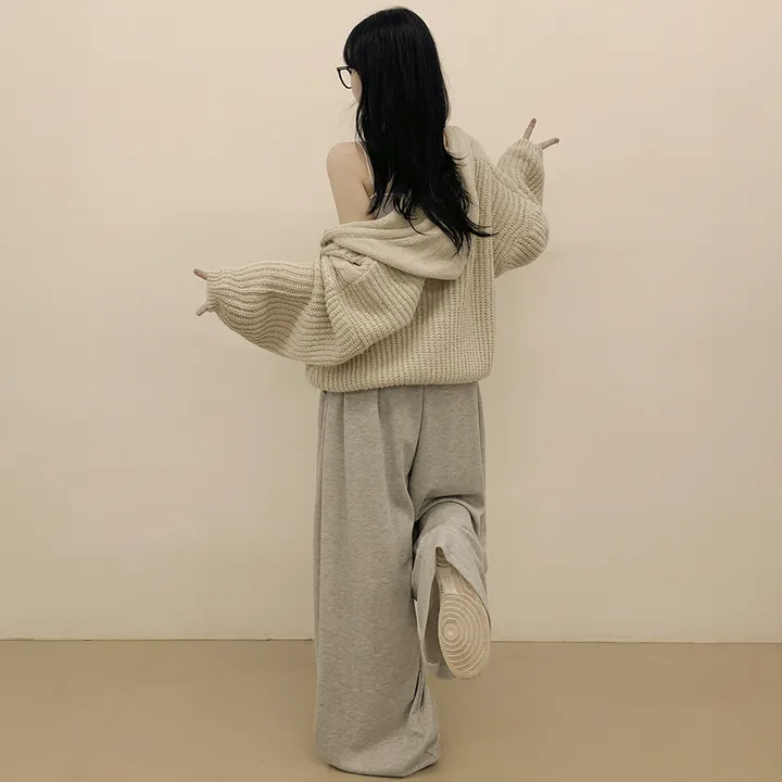 [여리여리✨울함유] 도톰 따뜻 아방핏 꽈배기 케이블 오버핏 니트 벌룬 후드집업 겨울가디건 상세 이미지 12