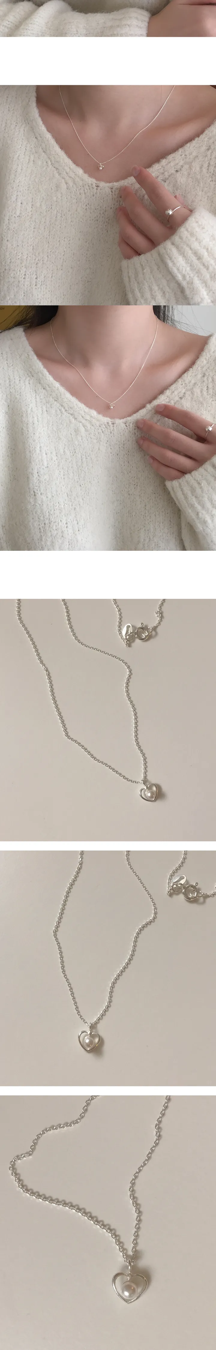 harmony necklace (silver925)(빠른출발) 진주목걸이 미니펜던트 미니하트목걸이 상세 이미지 3
