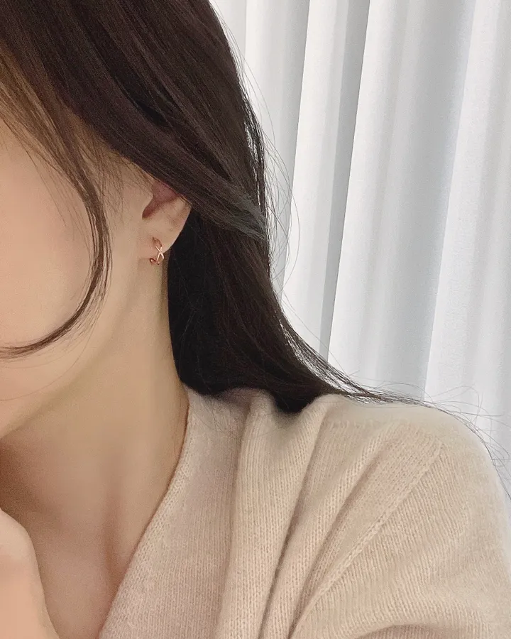실버925 미니 꼬임 원터치 링귀걸이 (실버,로즈골드) 상세 이미지 8