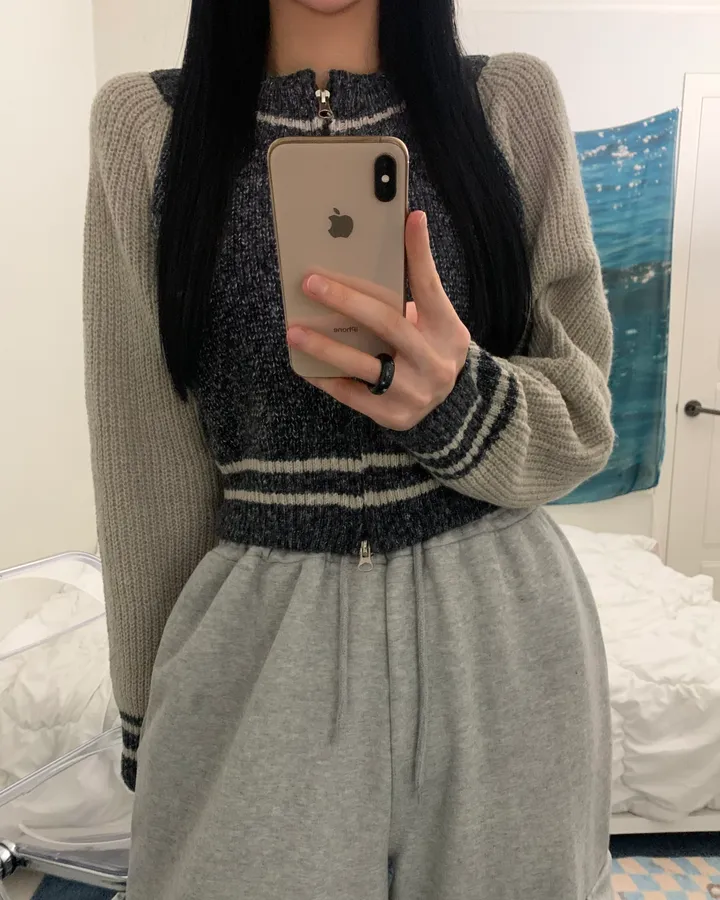 bori two way raglan crop Knit zip-up (3color) 상세 이미지 12