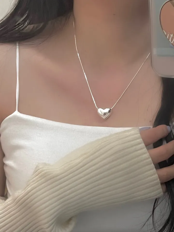 실버 하트 플레인 목걸이 상세 이미지 6