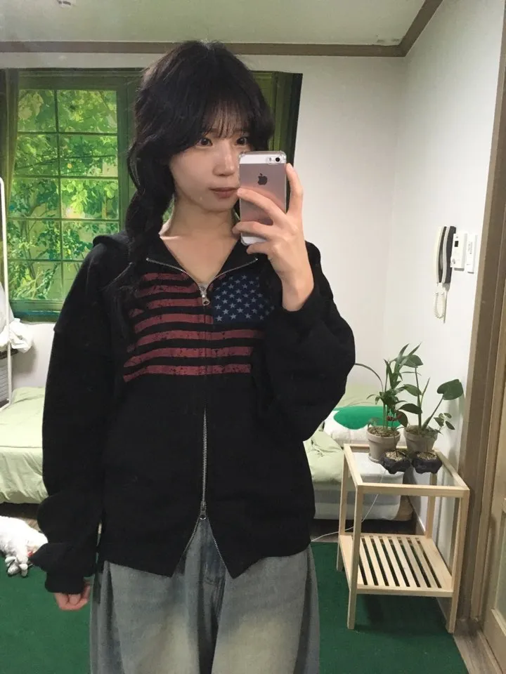 [최저가‎]⋆˚✿˖°아메리칸 성조기 미국 투웨이 후드 집업(2color) 상세 이미지 16