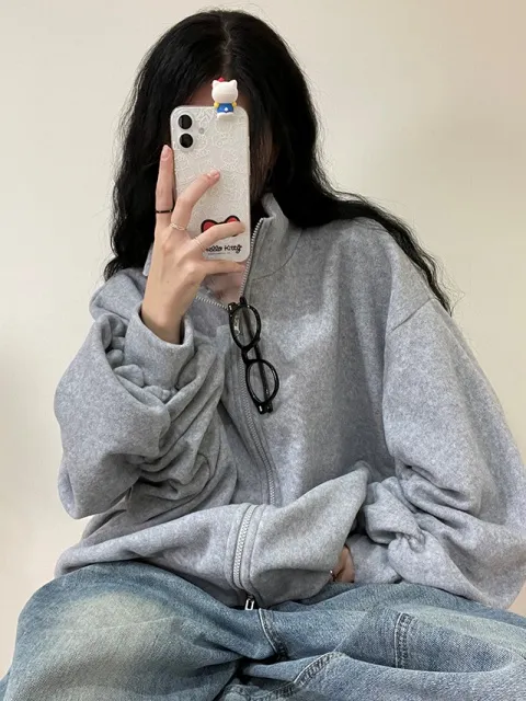 후리스 투웨이 플리스 집업 셔링 트레이닝 빅사이즈 오버핏 쇼매셔링 폴리스 캐주얼 상세 이미지 49