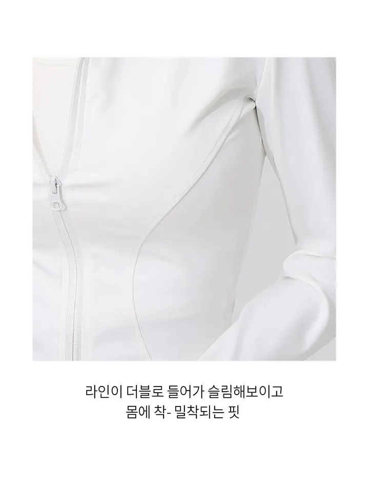 슬림라인 여성용 요가 집업 자켓 요가복상의 필라테스 운동복 슬림핏 체형커버 커버업 상세 이미지 40