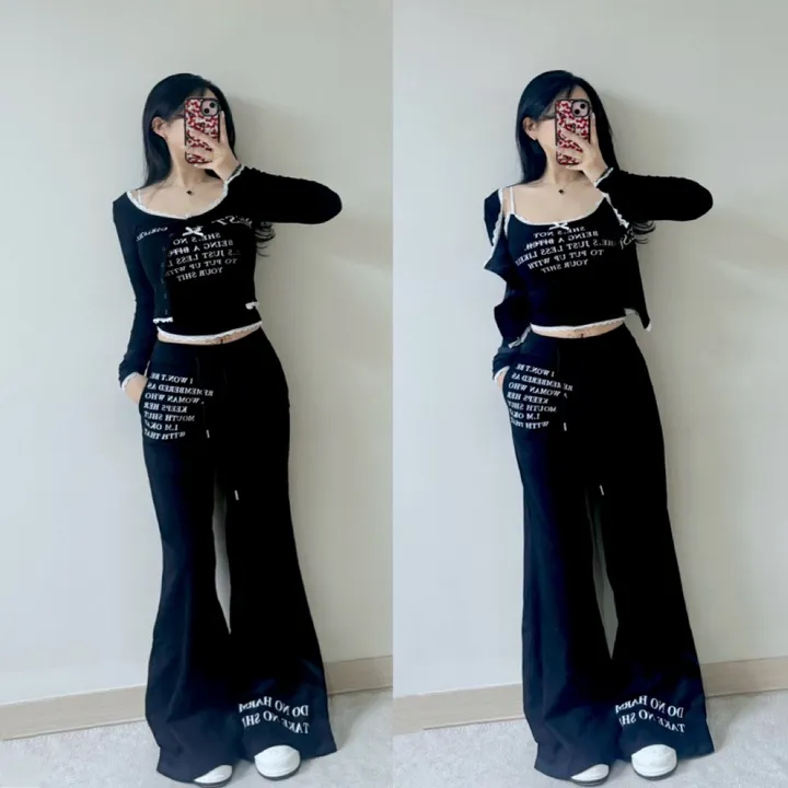 *컬러추가/선주문할인🖤* 레터링 쓰리피스세트 3color *글램/로우핏* 상세 이미지 1