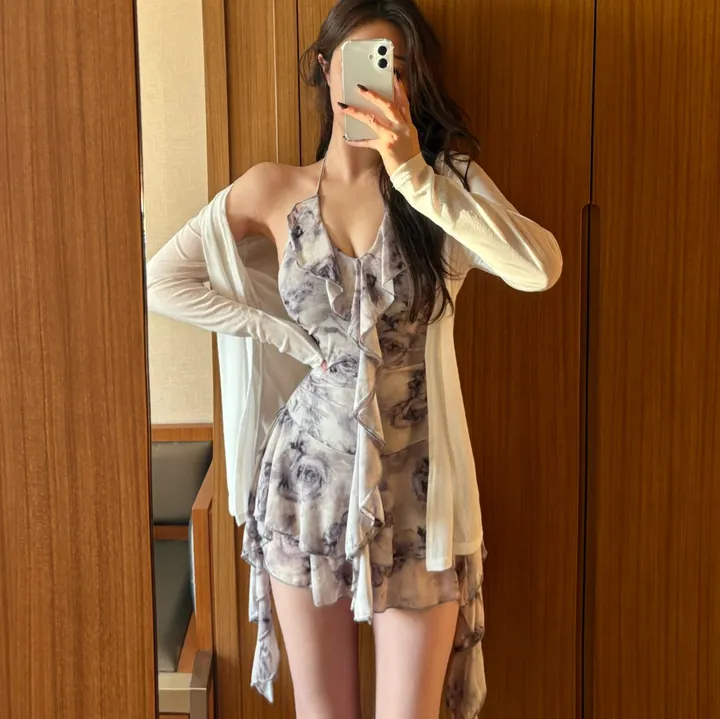 *당일출고* (M-XL) 그레이쉬 유넥 프릴 원피스수영복 모노키니 상세 이미지 8