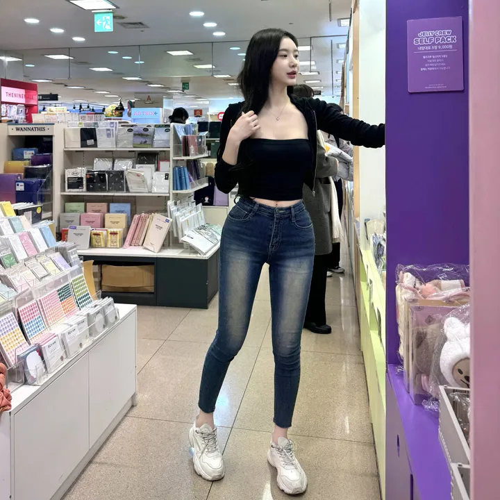 [허얇엉크!쫀득/4size] 치즈링 진청 워싱 반하이웨스트스키니 / 하이웨스트스키니 반하이스키니 진청스키니 워싱스키니 워싱청바지 쫀쫀핏스키니 들뜸제로 상세 이미지 12