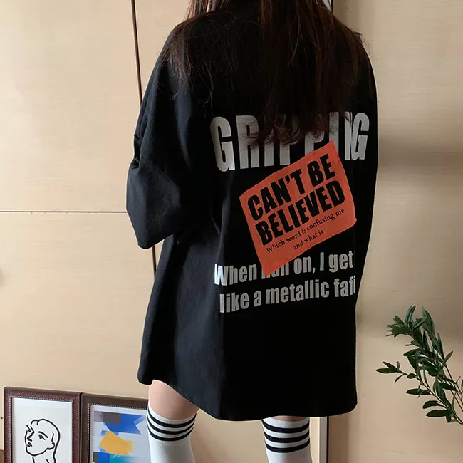 (🚀당일출발!/남여공용/빅사이즈) 루즈핏 오버 레터링 패치 반팔 티셔츠 3color 상세 이미지 17