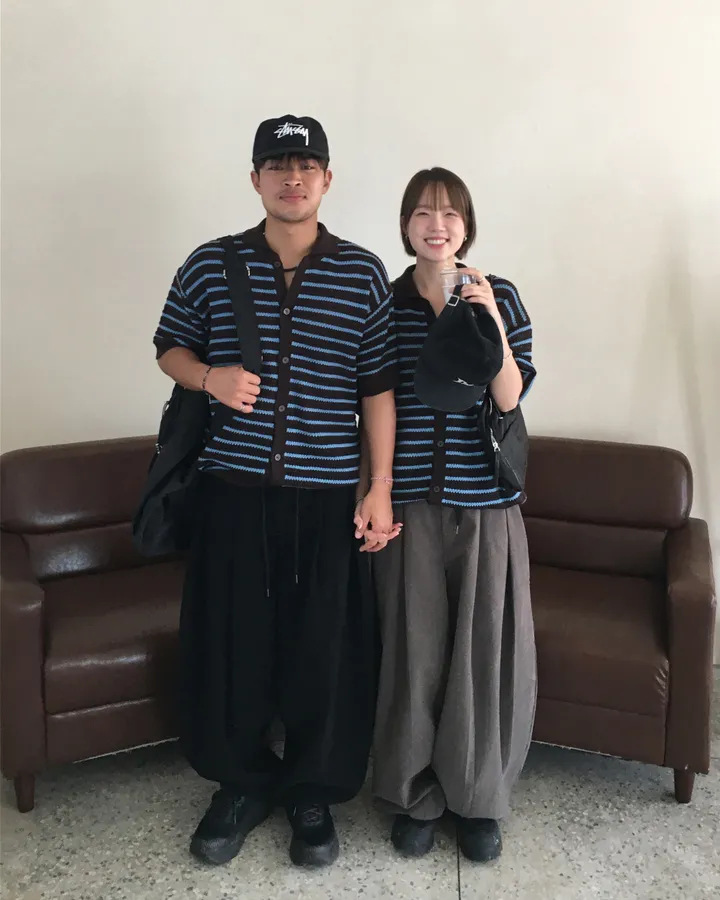 [온트추천] (UNISEX) 모리 스트라이프 카라 반팔 가디건 상세 이미지 12