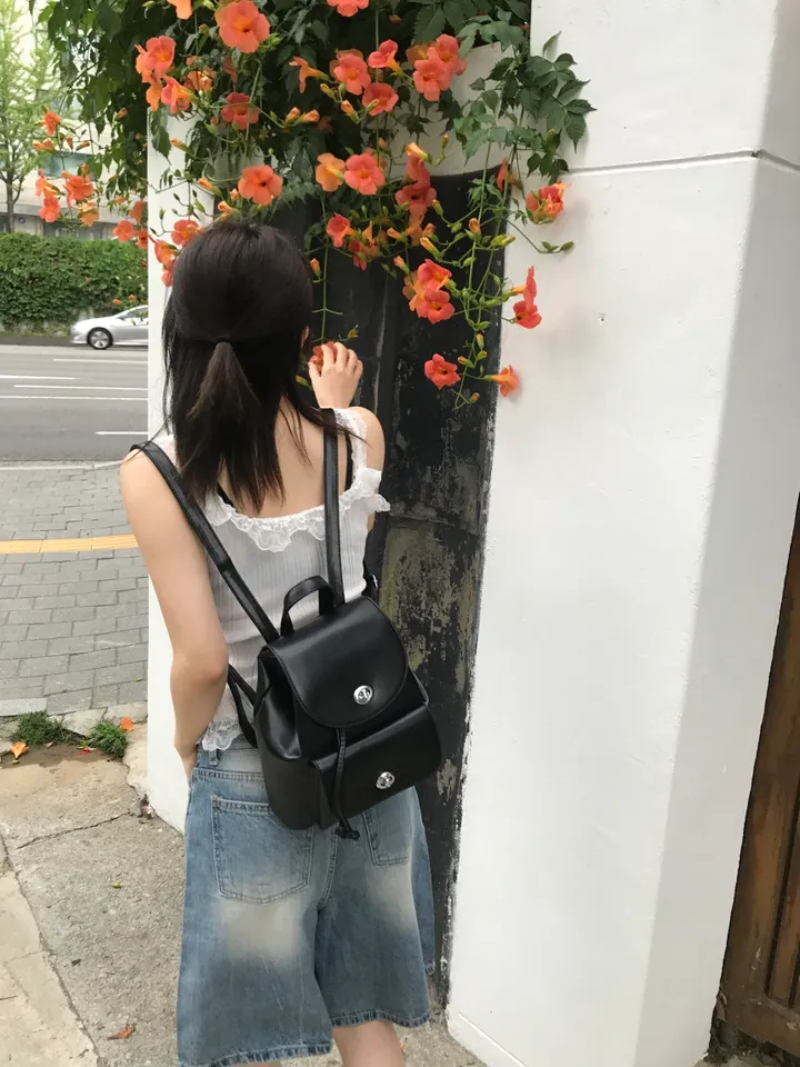 블랙 레더 미니 백팩 상세 이미지 14