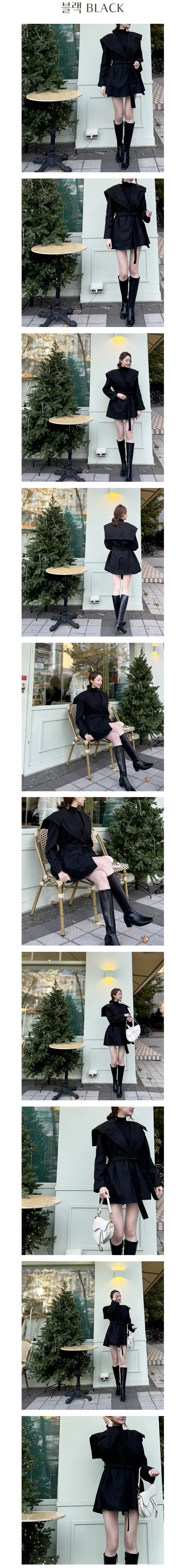 [바로배송❤겨울데이트룩✨]케이프 빅카라 하프 숏 겨울 코트 하객룩 데이트룩[3color] 상세 이미지 5