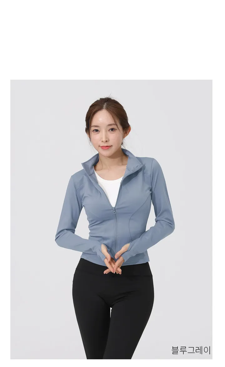 슬림라인 여성용 요가 집업 자켓 요가복상의 필라테스 운동복 슬림핏 체형커버 커버업 상세 이미지 26