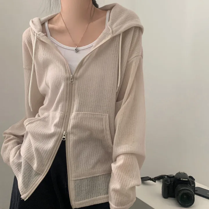 [여름아우터!/은은한비침] 한여름까지 필요한 투웨이 시스루 니트 후드집업,점퍼 - 5color 상세 이미지 25