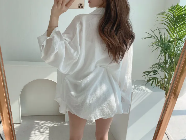 *SET* 【편해요/멋쁨】 오버 루즈핏 린넨 롱셔츠 남방 반바지 투피스 세트 상세 이미지 11