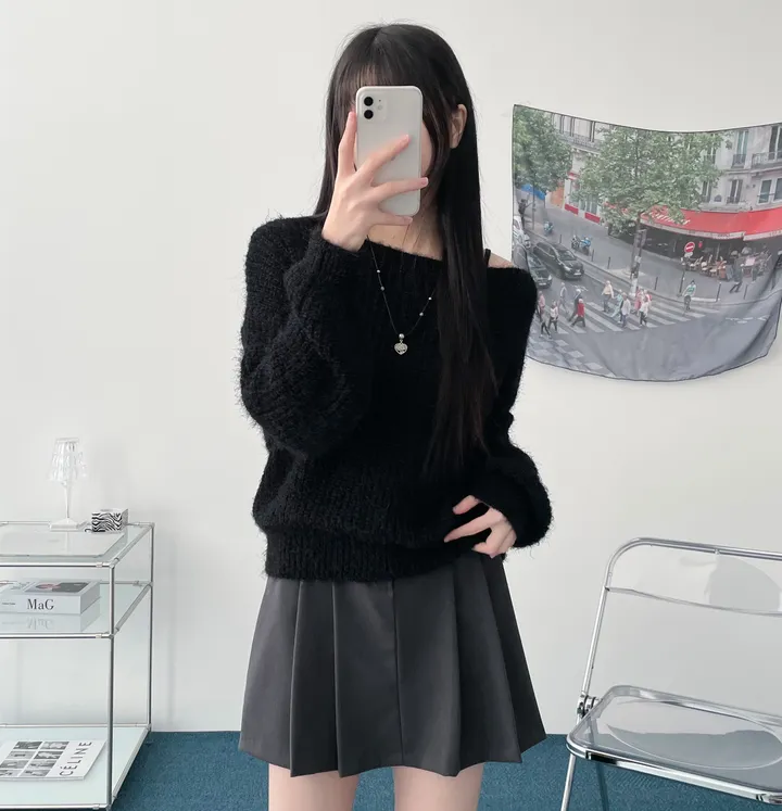 Pine leaf boat nect crop knit 상세 이미지 11