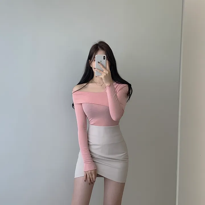 (여리글램핏ღ) 스윗 사선 오프숄더 긴팔 티셔츠 5color (S/S) 상세 이미지 19