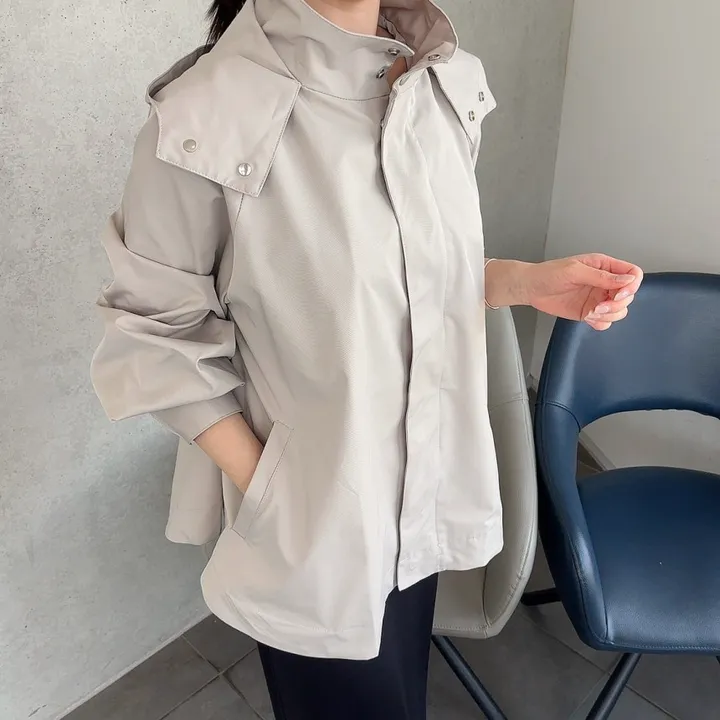 간절기 루즈핏 A라인 후드 바람막이 점퍼 상세 이미지 4