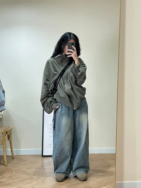 후리스 투웨이 플리스 집업 셔링 트레이닝 빅사이즈 오버핏 쇼매셔링 폴리스 캐주얼 상세 이미지 40