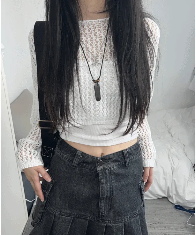 crop boil net summer knit