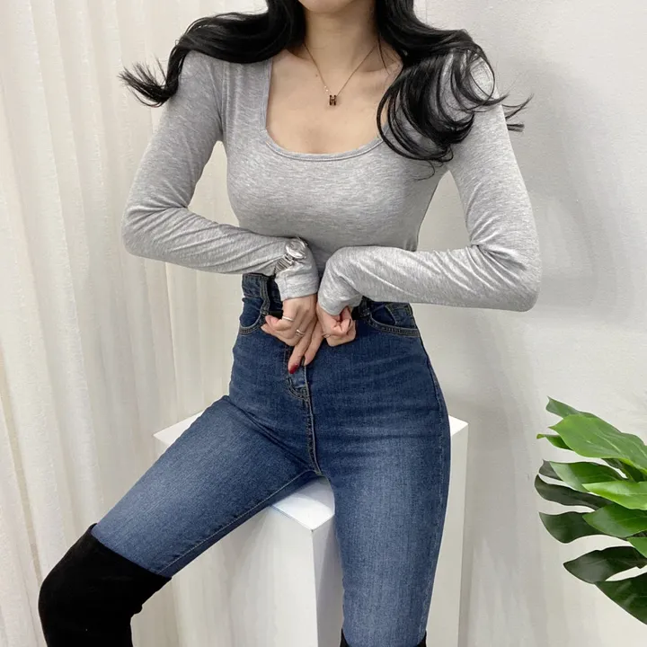 🚀당일발송🚀[묶음할인/안감기모] 가을 겨울 조이 기모 스퀘어넥 긴팔 티셔츠 이너티 상세 이미지 45