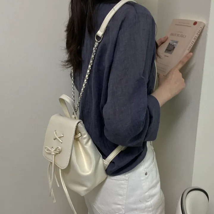 [🎀 최저가 / 발레코어🎀] 코르셋 리본 체인 백팩 상세 이미지 5