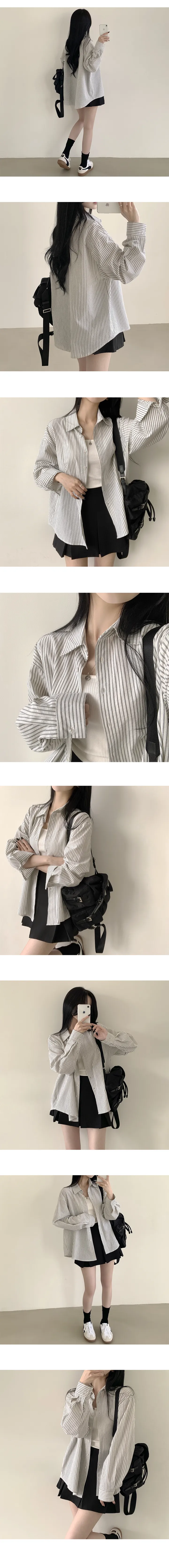 [여름까지!/살탐방지] 보호본능 오버핏, 클래식 스트라이프 박시 긴팔셔츠 (3color) 상세 이미지 7