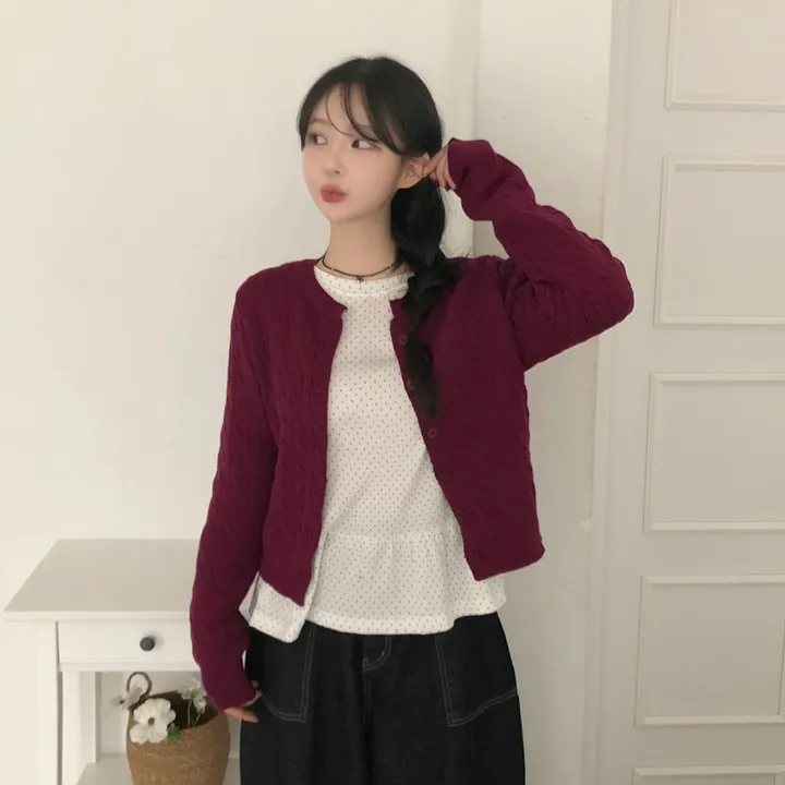 [NEW봄신상✨]데일리 라운드넥 베이직 기본 꽈배기 가디건 긴팔 9color 상세 이미지 16