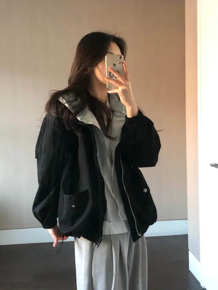 [최저가보장/후드탈부착!] 루즈핏 후드 레이어드 야상 점퍼 누빔 안감있음 -2colo 상세 이미지 18