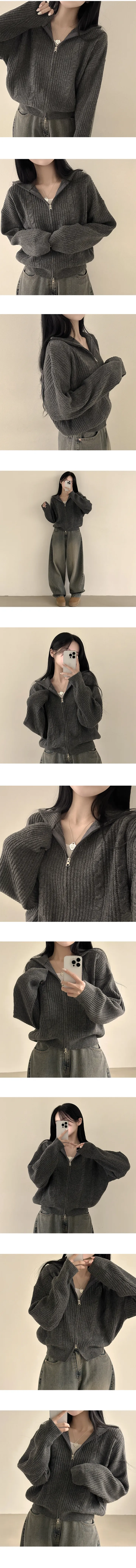 [데일리/아방핏] 말라보이는, 도톰 꽈배기 카라 투웨이 루즈핏 니트집업 가디건 (5color) 상세 이미지 8