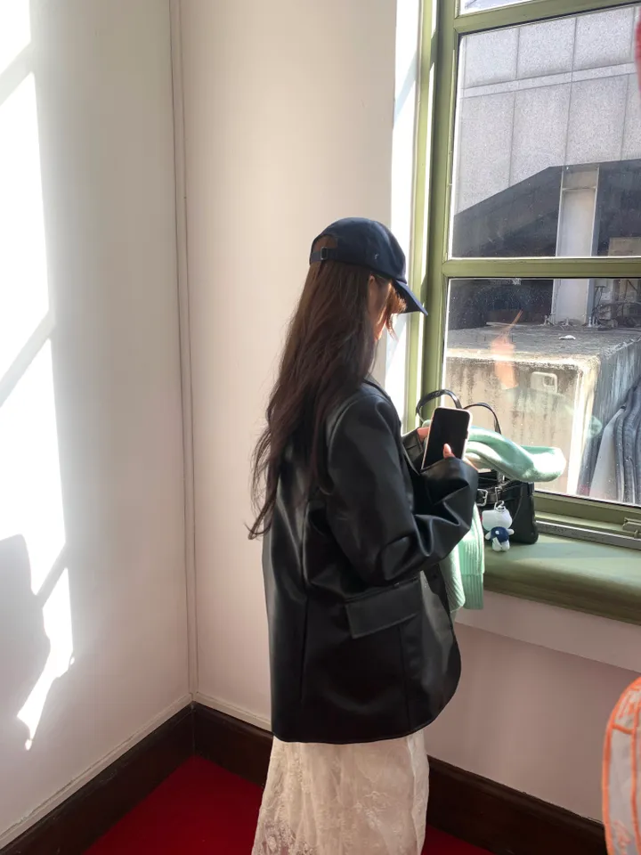 [싼티광X/루즈핏] 메가 트림 레더 블레이져 자켓-2col 상세 이미지 22