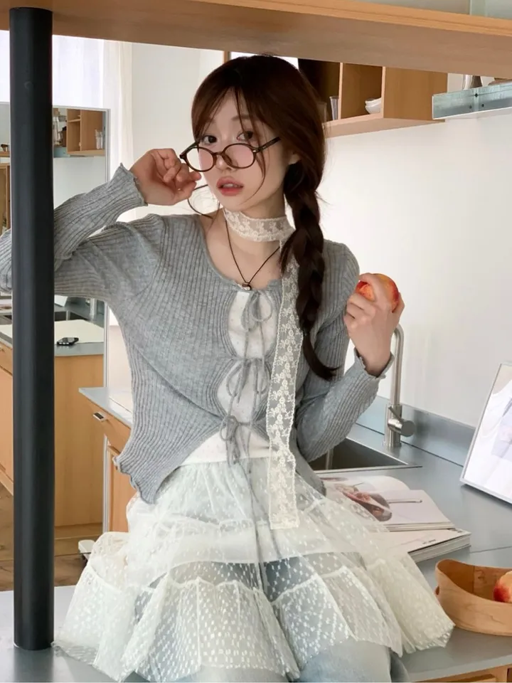 [리본스트랩ෆ허리쏘옥ෆ부드러워요]리제 여리 슬림핏 리본 트임 골지 니트 가디건 3color 상세 이미지 21