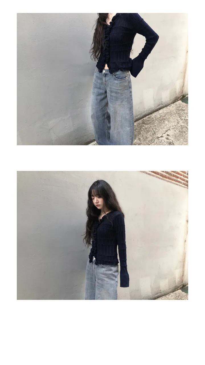 ruffle lyocell knit cardigan (2color) / 러플 라이오셀 니트 가디건 상세 이미지 3