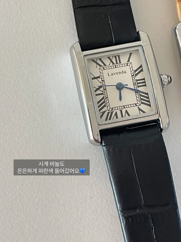 여성용 사각 스퀘어 라벤다 lavenda 탱크 가죽시계 2color 상세 이미지 7