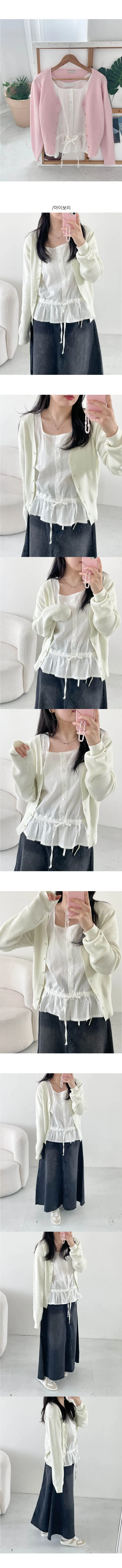 [여리여리핏/데일리템💗][봄🌷]브이넥 리브이 루즈핏 골지 긴팔가디건 세미크롭가디건 상세 이미지 7
