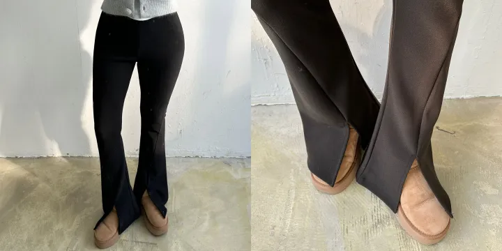 [학다리🔥❤️]기모 로이 부츠컷 트임 레깅스 팬츠 2color 상세 이미지 2