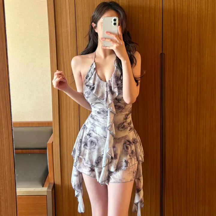 *당일출고* (M-XL) 그레이쉬 유넥 프릴 원피스수영복 모노키니 상세 이미지 4