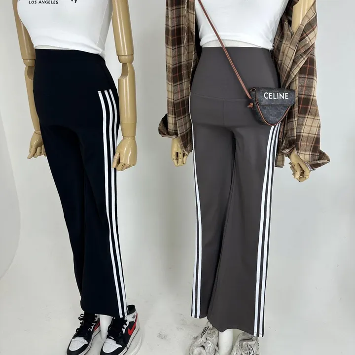 [최저가/몸매보정/데일리/운동/헬스/필라테스/코디추천] 하이 쫀쫀 스판 삼선 배색 트랙 라인 부츠컷 밴딩 레깅스 (2COLOR) 상세 이미지 5