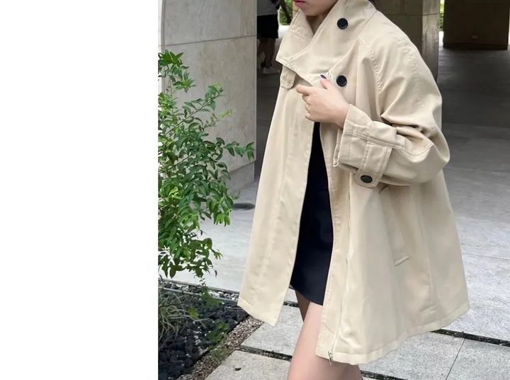 [봄 가을 필수🍂] 숏 케이프 트렌치 하프코트 2color 상세 이미지 13